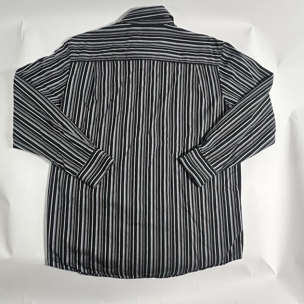 Alfani‎ Striped Collared Button-Front Long Sleeve 100% Cotton Black/White L - Picture 5 of 8